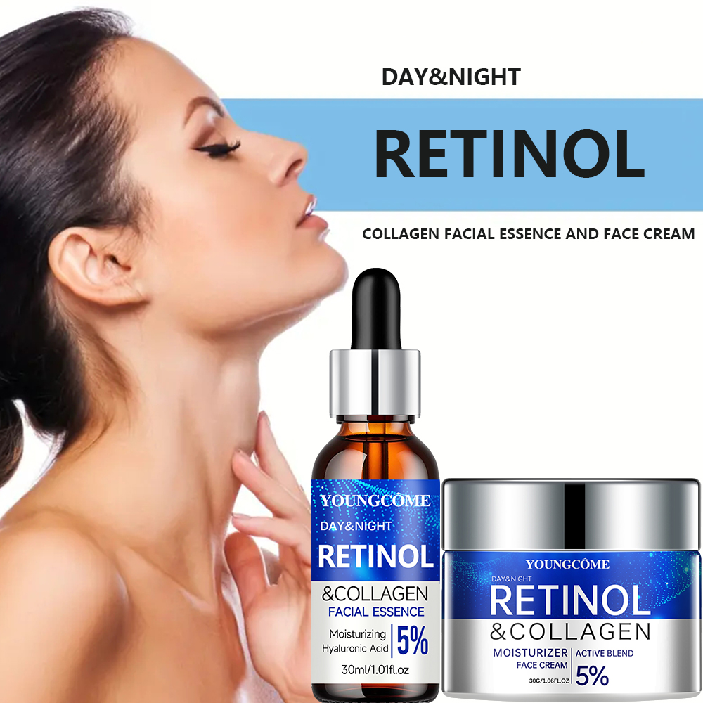 Retinol Cream - Retinol Cream Serum Combo Set ล็อคในความชื้นซ่อมแซมผิวเรียบเนียนริ้วรอยเพิ่มความยืดหยุ่นสําหรับผิวอายุน้อยกว่าสุขภาพที่ดีขึ้น