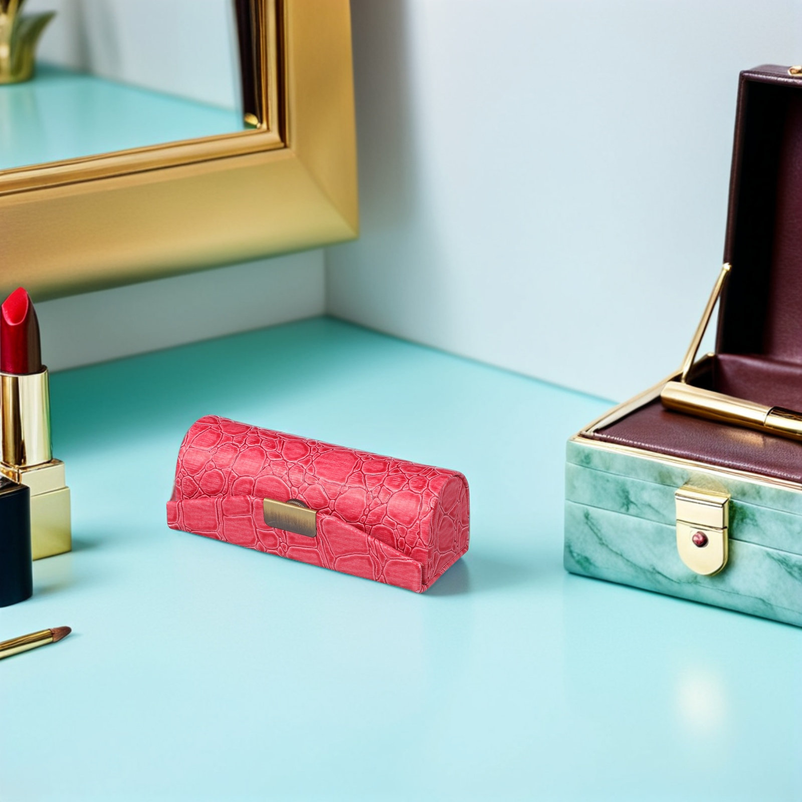 Lip Balm - กล่องใส่ลิปสติก PU – กล่องจัดระเบียบเครื่องสำอางขนาดกะทัดรัดสำหรับพกพา เหมาะสำหรับเก็บลิปสติก ลิปบาล์ม