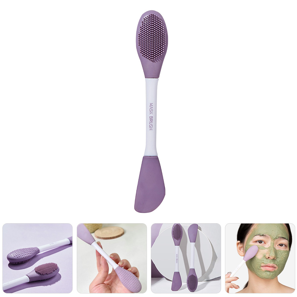 Cleanser Face - แปรงมาสก์หน้าซิลิโคนแบบสองหัว สำหรับใช้ทามาสก์โคลน ใช้ซ้ำได้ แปรงขัดทำความสะอาดผิวหน้า – สำหรับใช้ในบ้านและพกพาเดินทาง