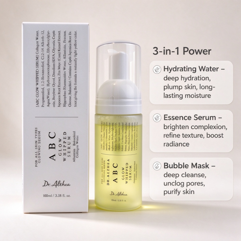 Skincare Glowing - ดร.อัลเธีย เอบีซี โกลว์ วิปป์พิช เซรั่ม โฟมเซรั่มวีแกน