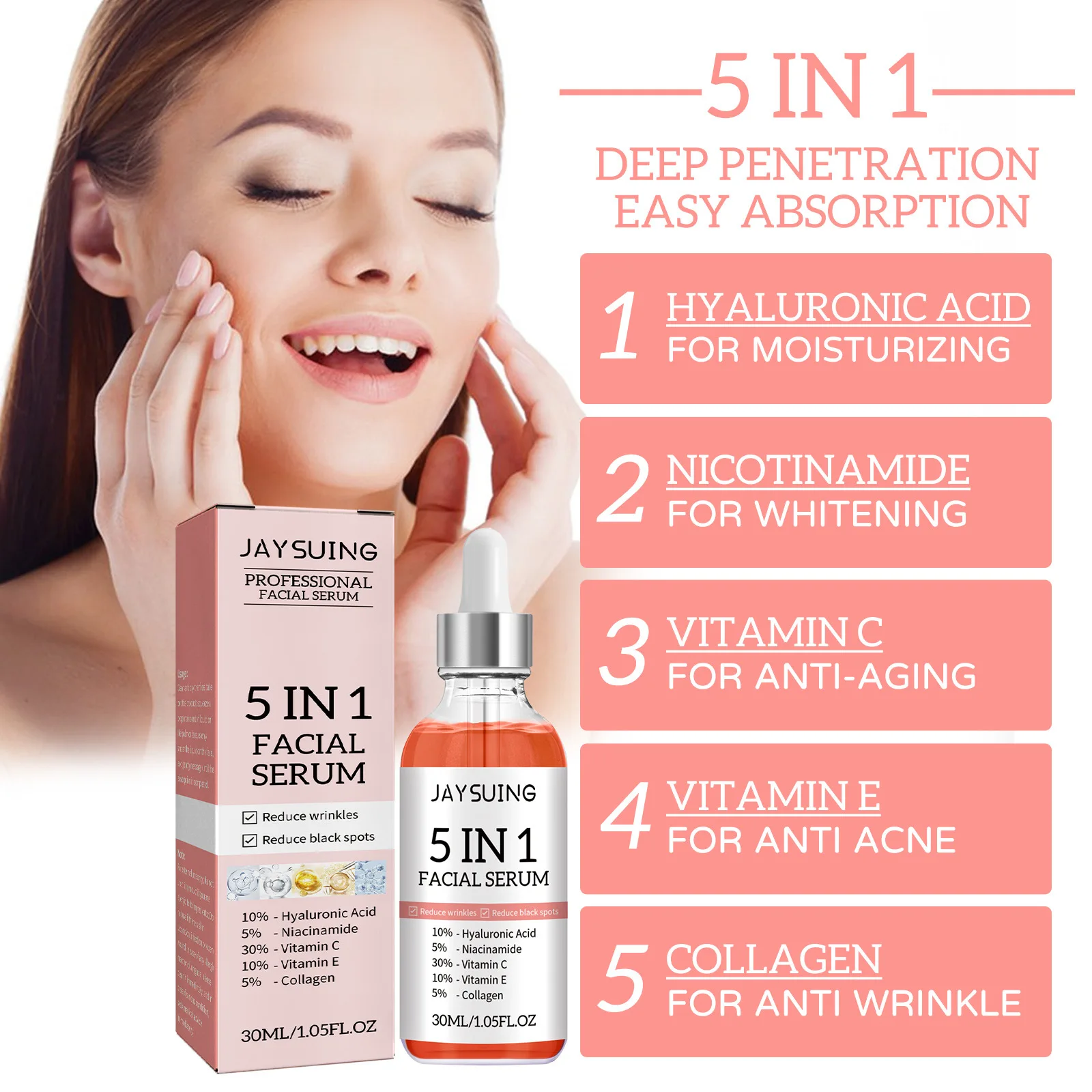 5 In 1 Moisturizing Facial Ser - Vitamin C Serum บทวิจารณ์และราคา